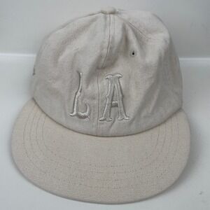 Bascom Projects City of Angels LA Canvas Hat Cream Leather Strapback Ball Cap OS